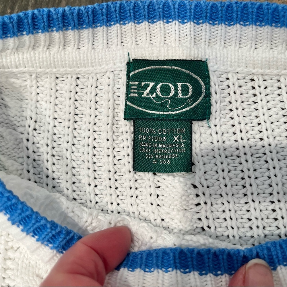 Vintage Izod Crest Logo Cable Knit Oversized Cotton Sweater XL Preppy Grandpa - Picture 9 of 9